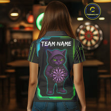 Load image into Gallery viewer, Lightning Cat Tech Green &amp; Blue Neon Dartboard Women Dart Polo Shirt Funny Dart Jerseys NYN1792