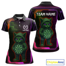 Load image into Gallery viewer, Lightning Cat Tech Purple &amp; Blue Neon Dartboard Women Dart Polo Shirt Funny Dart Jerseys NYN1793
