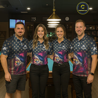 Funny Shark Colorful Billiard Balls Shirts For Women Custom Ball 8 Billiard League Jerseys NYN2305