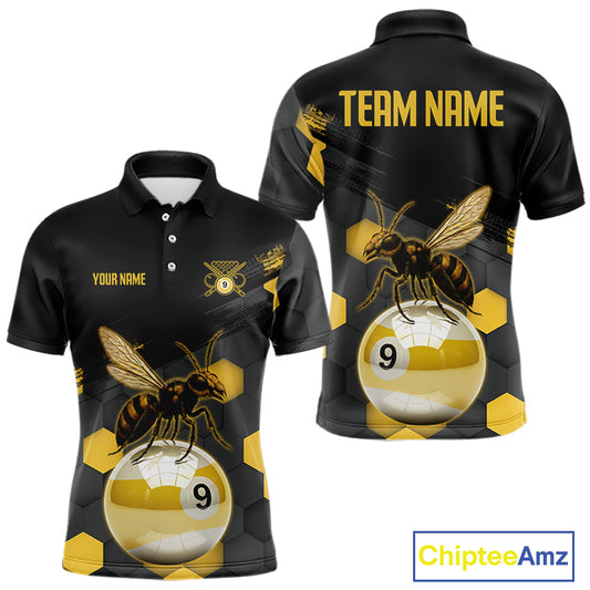Bee & Ball 9 Pool Billiard Team Shirts For Men Custom Funny Billiard League Jerseys NYN2306