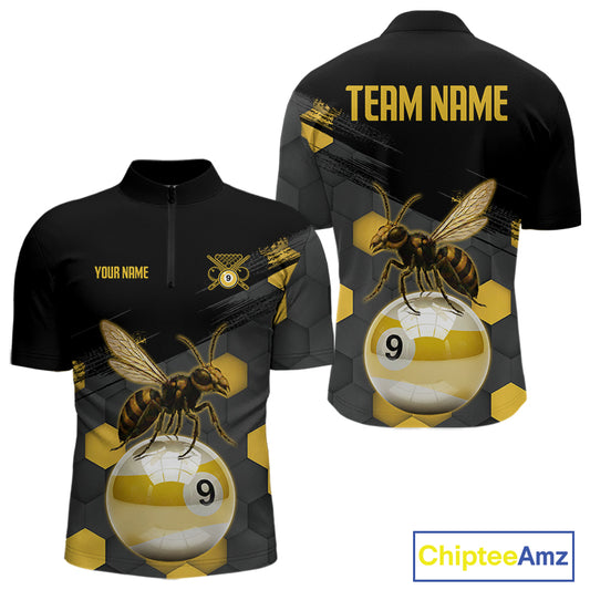 Bee & Ball 9 Pool Billiard Team Shirts For Men Custom Funny Billiard League Jerseys NYN2306