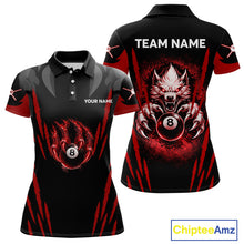 Load image into Gallery viewer, Black And Red Grunge Claws Wolf 8 Ball Pool Women Billiard Shirt Personalized Pool Balls Billiard Attire NYN2738