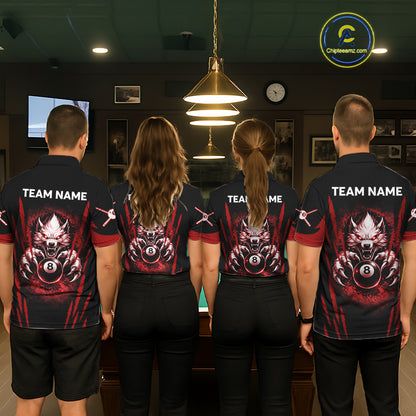 Black And Red Grunge Claws Wolf 8 Ball Pool Women Billiard Shirt Personalized Pool Balls Billiard Attire NYN2738