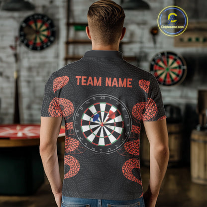 Custom Orange Cobra Roses Skull Dartboards Dart Shirts For Men, Dart Team Jerseys NYN0044
