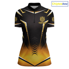 Load image into Gallery viewer, Personalized Yellow Dartboard Crown Darts Polo &amp; 1/4-Zip Shirt For Women Dart Team Dart Jerseys NYN2956