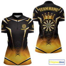 Load image into Gallery viewer, Personalized Yellow Dartboard Crown Darts Polo &amp; 1/4-Zip Shirt For Women Dart Team Dart Jerseys NYN2956