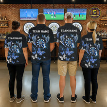 Load image into Gallery viewer, Custom Blue Butterfly Dart Polo &amp; 1/4-Zip Shirt For Women Darts Team Shirt With Butterflies NYN3350