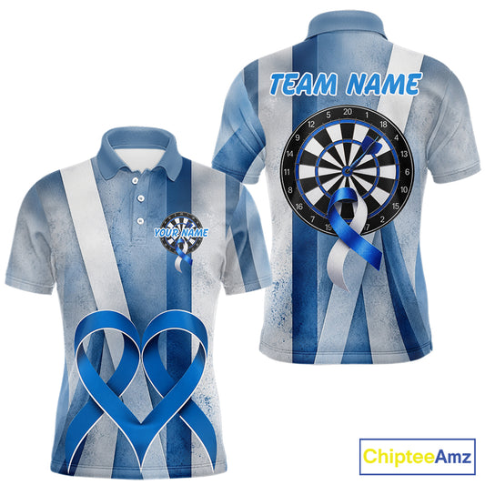 White and blue grunge ribbon dartboard shirt for men prostate cancer jersey