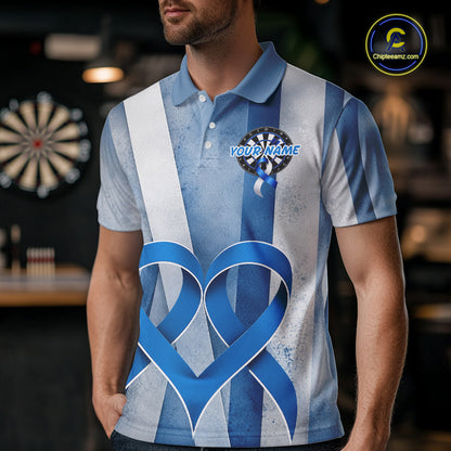 White and blue grunge ribbon dartboard shirt for men prostate cancer jersey