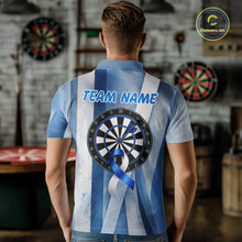 Load image into Gallery viewer, White &amp; Blue Grunge Ribbon Dartboard Dart Shirt For Men Custom Prostate Cancer Dart Team Jerseys NYN3352