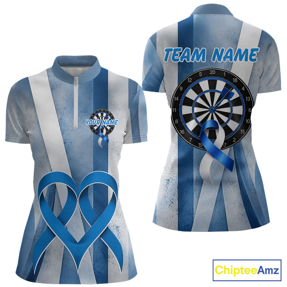 White and blue grunge ribbon dartboard shirt for women prostate cancer jersey