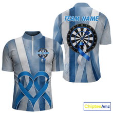 Load image into Gallery viewer, White and blue grunge ribbon dartboard shirt for men prostate cancer jersey