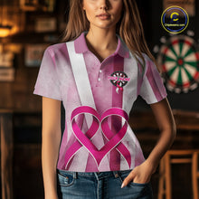 Load image into Gallery viewer, White &amp; Pink Grunge Ribbon Dartboard Dart Shirt For Women Custom Breast Cancer Dart Team Jerseys NYN3353