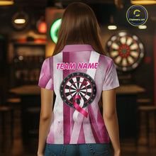 Load image into Gallery viewer, White &amp; Pink Grunge Ribbon Dartboard Dart Shirt For Women Custom Breast Cancer Dart Team Jerseys NYN3353