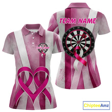 Load image into Gallery viewer, White and pink grunge ribbon dartboard shirt for women breast cancer jersey
