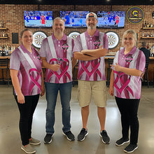 Load image into Gallery viewer, White &amp; Pink Grunge Ribbon Dartboard Dart Shirt For Women Custom Breast Cancer Dart Team Jerseys NYN3353