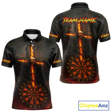 Load image into Gallery viewer, Custom Flames Skull Dartboard Halloween Polo Dart Shirt For Men Outfits Dart Team Jersey NYN0871
