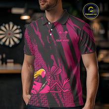 Load image into Gallery viewer, Custom Black And Pink Flamingo Dartboard Funny Dart Team Men Polo Shirt Dart Jerseys NYN1538