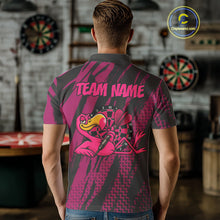 Load image into Gallery viewer, Custom Black And Pink Flamingo Dartboard Funny Dart Team Men Polo Shirt Dart Jerseys NYN1538