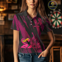 Load image into Gallery viewer, Custom Black And Pink Flamingo Dartboard Funny Dart Team Women Polo Shirt Dart Jerseys NYN1538