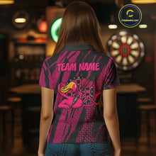 Load image into Gallery viewer, Custom Black And Pink Flamingo Dartboard Funny Dart Team Women Polo Shirt Dart Jerseys NYN1538