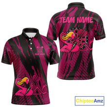 Load image into Gallery viewer, Custom Black And Pink Flamingo Dartboard Funny Dart Team Men Polo Shirt Dart Jerseys NYN1538