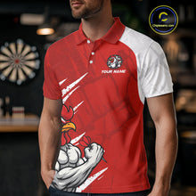 Load image into Gallery viewer, Custom White And Red Rooster Dartboard Dart Men Polo Shirt Funny Dart Team Jerseys NYN1540