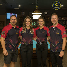 Load image into Gallery viewer, Custom Red Billiard Polo &amp; Quarter-Zip Jerseys For Men Gold 8 Ball Pool Team Jersey NYN2314