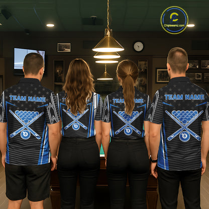 Colorful Paint Ball 8 Billiard Jerseys For Women Custom Blue Billiard Balls Pool Jersey NYN2317