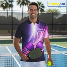 Load image into Gallery viewer, Custom Lightning Purple And Pink Pickleball T-Shirt For Men Pickleball Ball &amp; Paddle Jersey NYN2578