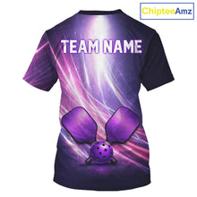 Load image into Gallery viewer, Custom Lightning Purple And Pink Pickleball T-Shirt For Men Pickleball Ball &amp; Paddle Jersey NYN2578