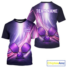 Load image into Gallery viewer, Custom Lightning Purple And Pink Pickleball T-Shirt For Men Pickleball Ball &amp; Paddle Jersey NYN2578
