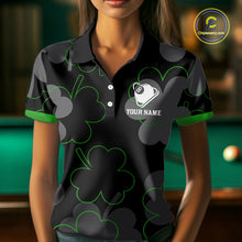 Load image into Gallery viewer, Green Grey Shamrock Funny 8 Ball Pool Women Billiard Shirt Custom St Patrick's Day Billiard Team Jerseys NYN2749