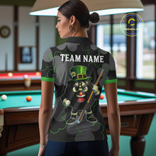 Load image into Gallery viewer, Green Grey Shamrock Funny 8 Ball Pool Women Billiard Shirt Custom St Patrick's Day Billiard Team Jerseys NYN2749