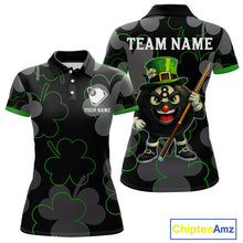 Load image into Gallery viewer, Green Grey Shamrock Funny 8 Ball Pool Women Billiard Shirt Custom St Patrick's Day Billiard Team Jerseys NYN2749