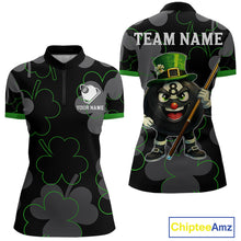 Load image into Gallery viewer, Green Grey Shamrock Funny 8 Ball Pool Women Billiard Shirt Custom St Patrick's Day Billiard Team Jerseys NYN2749