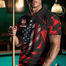 Load image into Gallery viewer, Red Geometric Torn American Flag 8 Ball Pool Billiard Team Shirt Custom Billiard Jerseys For Men NYN2750