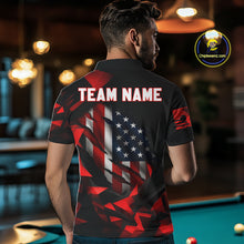 Load image into Gallery viewer, Red Geometric Torn American Flag 8 Ball Pool Billiard Team Shirt Custom Billiard Jerseys For Men NYN2750