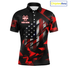 Load image into Gallery viewer, Red Geometric Torn American Flag 8 Ball Pool Billiard Team Shirt Custom Billiard Jerseys For Men NYN2750