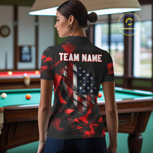 Load image into Gallery viewer, Red Geometric Torn American Flag 8 Ball Pool Billiard Team Shirt Custom Billiard Jerseys For Women NYN2750
