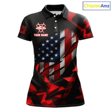 Load image into Gallery viewer, Red Geometric Torn American Flag 8 Ball Pool Billiard Team Shirt Custom Billiard Jerseys For Women NYN2750