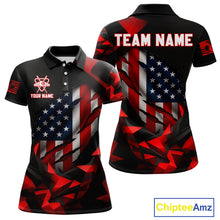Load image into Gallery viewer, Red Geometric Torn American Flag 8 Ball Pool Billiard Team Shirt Custom Billiard Jerseys For Women NYN2750