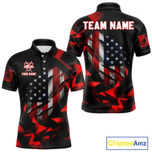 Load image into Gallery viewer, Red Geometric Torn American Flag 8 Ball Pool Billiard Team Shirt Custom Billiard Jerseys For Men NYN2750