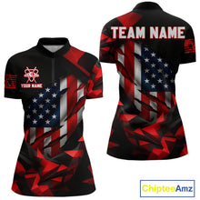 Load image into Gallery viewer, Red Geometric Torn American Flag 8 Ball Pool Billiard Team Shirt Custom Billiard Jerseys For Women NYN2750