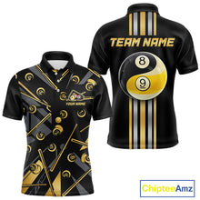Load image into Gallery viewer, Black &amp; Gold Yin And Yang 8 Ball &amp; 9 Ball Pool Billiard Jerseys For Men Custom Billiard Team Shirt NYN2753