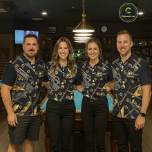 Load image into Gallery viewer, Black &amp; Gold Yin And Yang 8 Ball &amp; 9 Ball Pool Billiard Jerseys For Men Custom Billiard Team Shirt NYN2753
