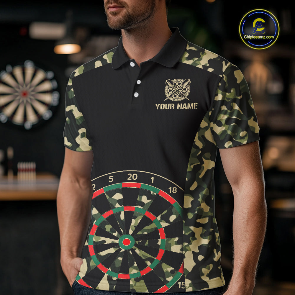 Custom Camouflage Pattern Dartboard Darts Polo Shirts For Men Outfits Darts Jerseys NYN2754