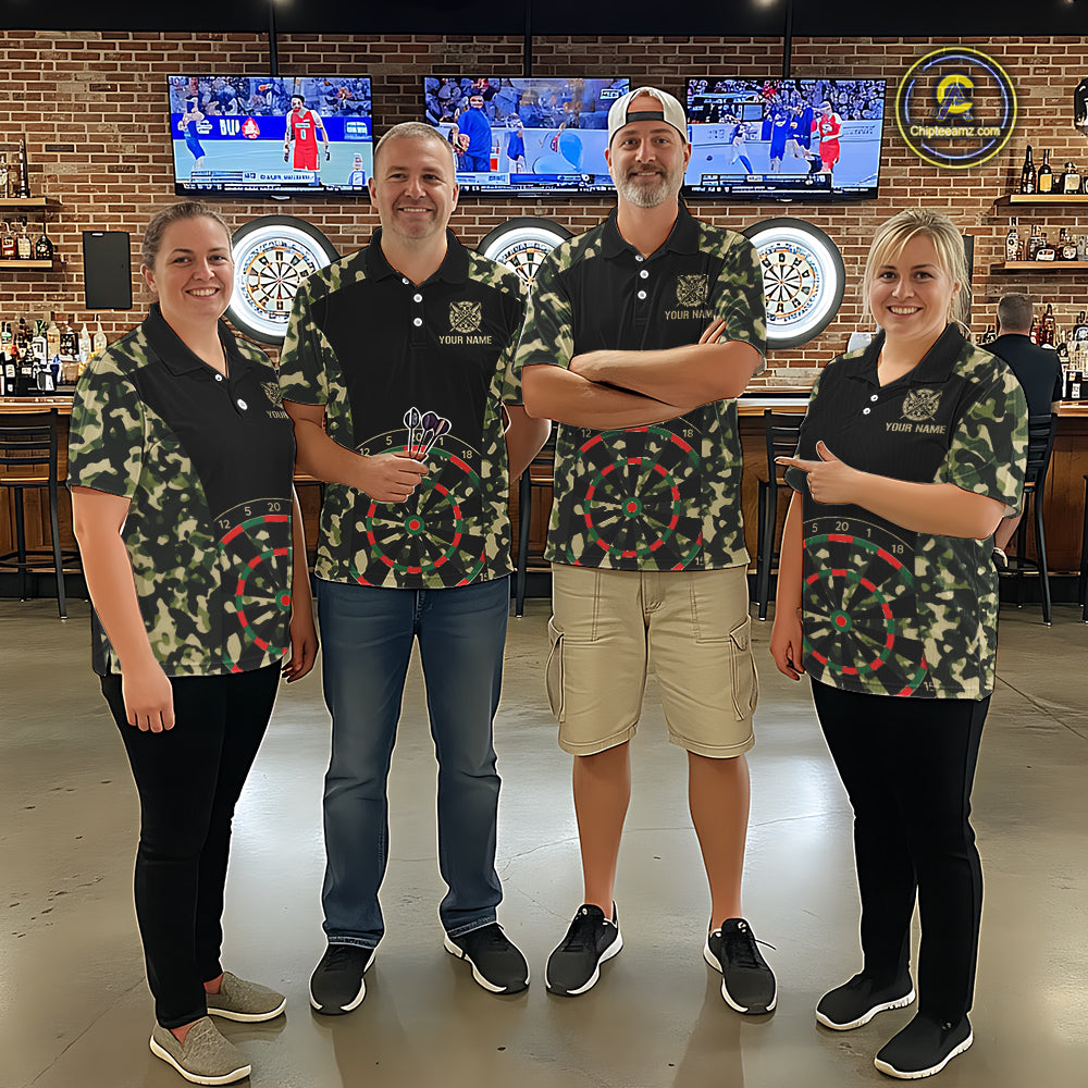 Custom Camouflage Pattern Dartboard Darts Polo Shirts For Men Outfits Darts Jerseys NYN2754