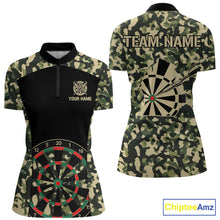 Load image into Gallery viewer, Custom Camouflage Pattern Dartboard Darts Quarter-Zip Shirts For Women Outfits Darts Jerseys NYN2754