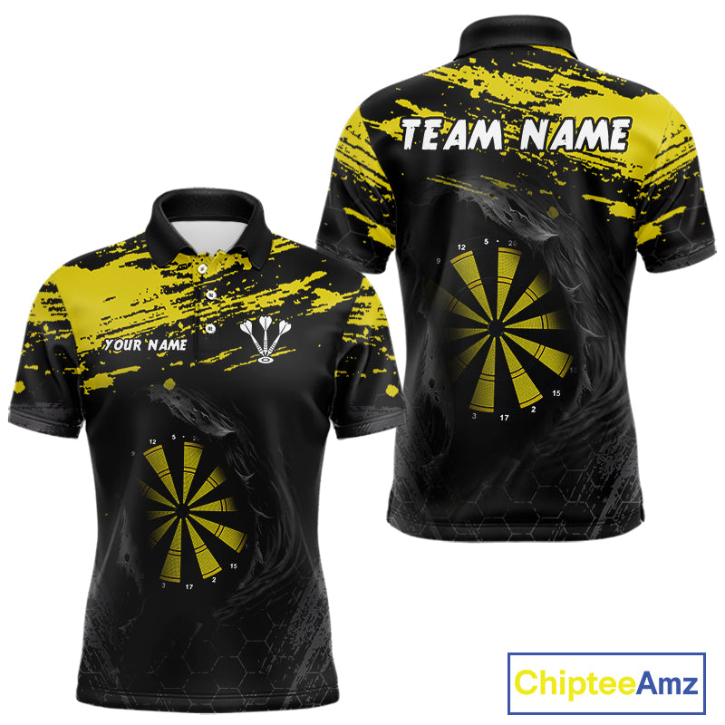 Custom Black And Yellow Dartboards Hexagon Dart Shirts For Men Outfits Grunge Dart Jerseys NYN0049